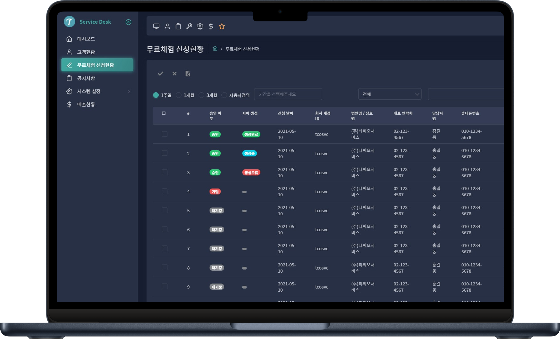 Tgate SDP 웹사이트, 관리시스템
